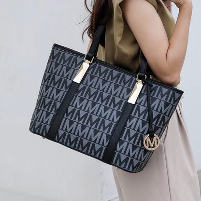 Lippa Women'S Tote Bag, Wristlet Pouch Purse, Vegan Leather Handbag 4Pcs Set by Mia K - White