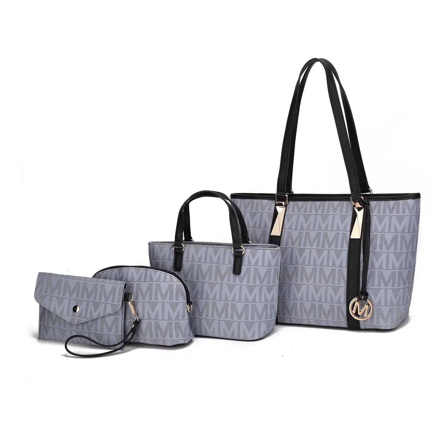Lippa Women'S Tote Bag, Wristlet Pouch Purse, Vegan Leather Handbag 4Pcs Set by Mia K - White