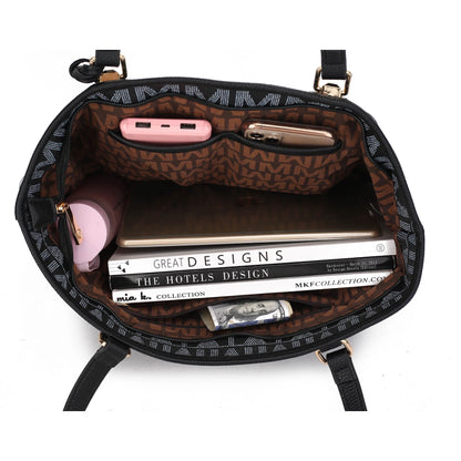 Lippa Women'S Tote Bag, Wristlet Pouch Purse, Vegan Leather Handbag 4Pcs Set by Mia K - White